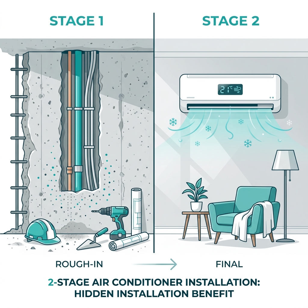 Монтаж кондиционера в 2 этапа: Идеальное решение для новостройки
