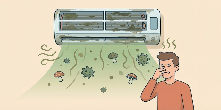 Почему кондиционер начал неприятно пахнуть?